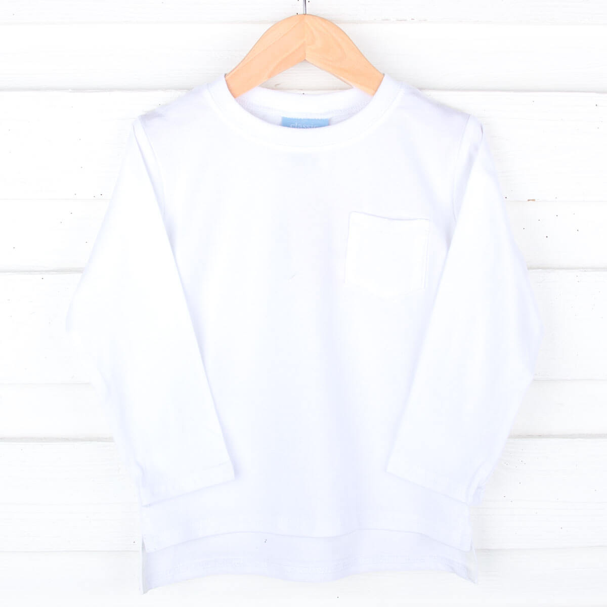 White Long Sleeve Pocket Shirt