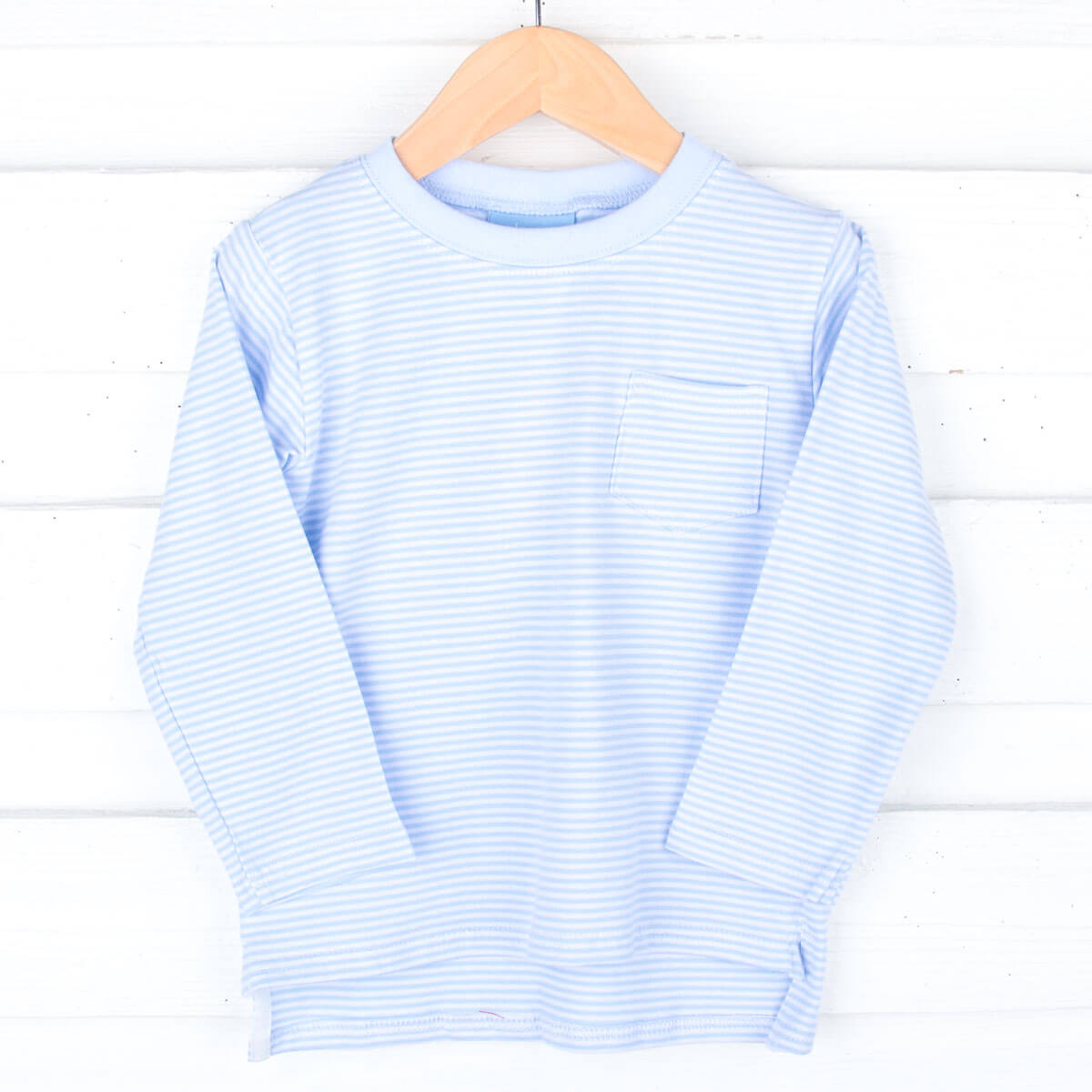 Light Blue Stripe Long Sleeve Pocket Shirt