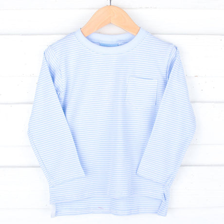 Light Blue Stripe Long Sleeve Pocket Shirt