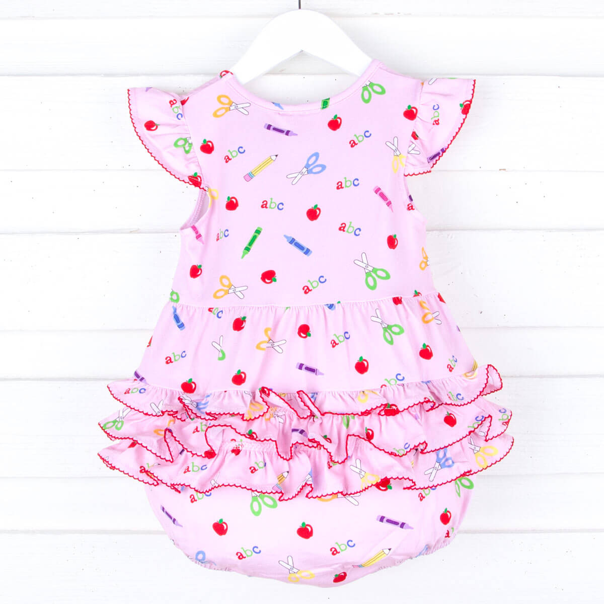 Pink Apple Print Ruffle Bubble