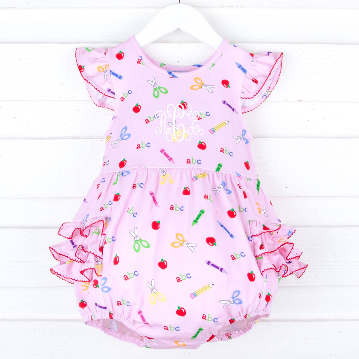 Pink Apple Print Ruffle Bubble