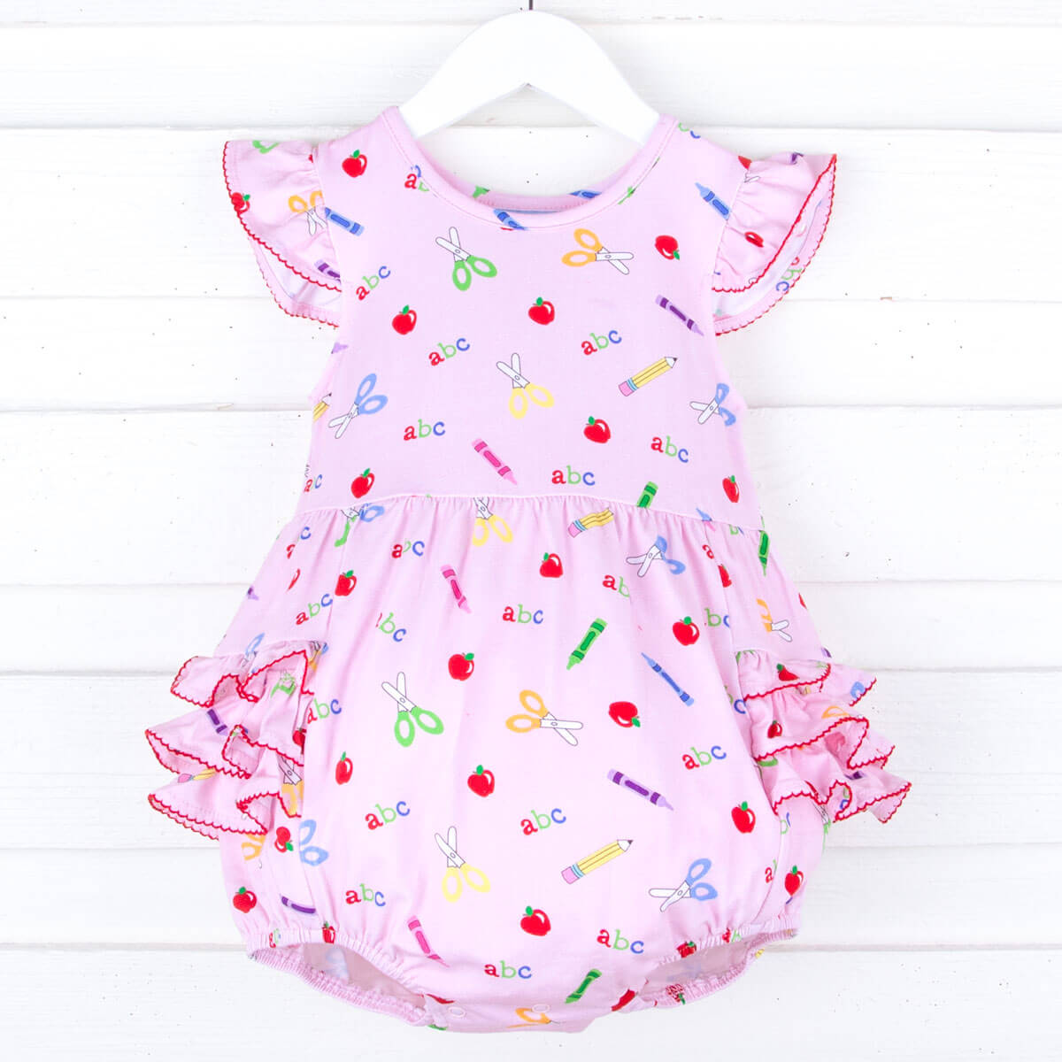 Pink Apple Print Ruffle Bubble