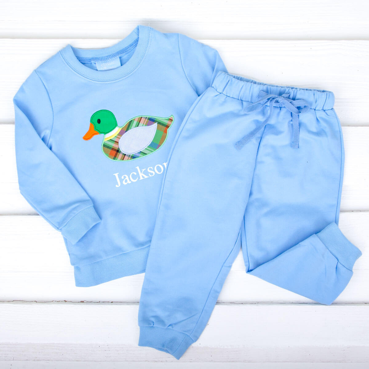 Mallard Applique Blue Jogger Set