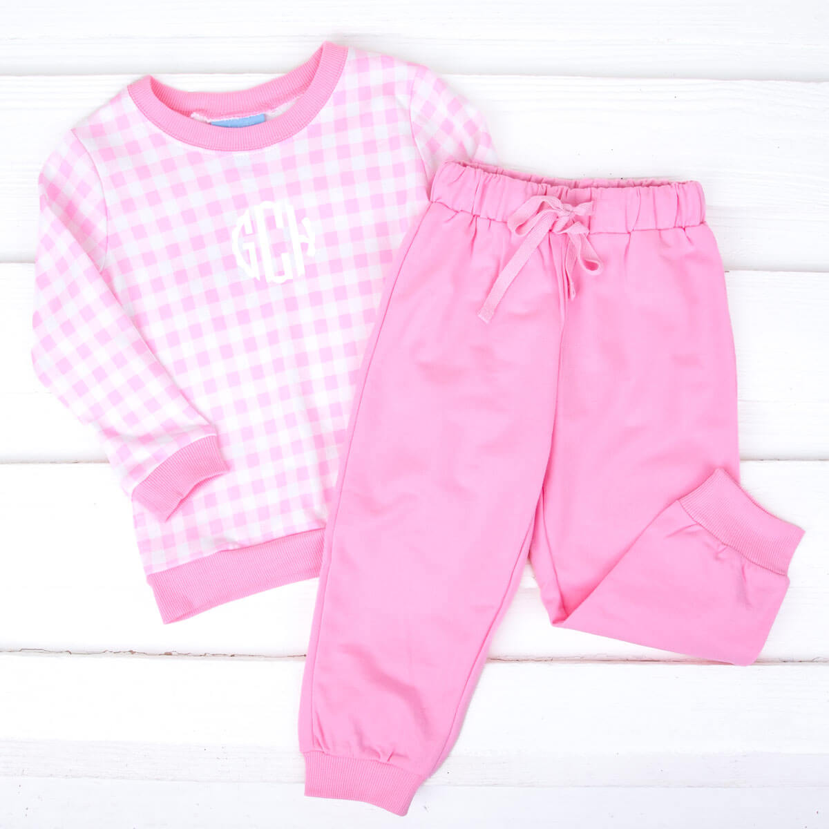 Pink Gingham Jogger Set