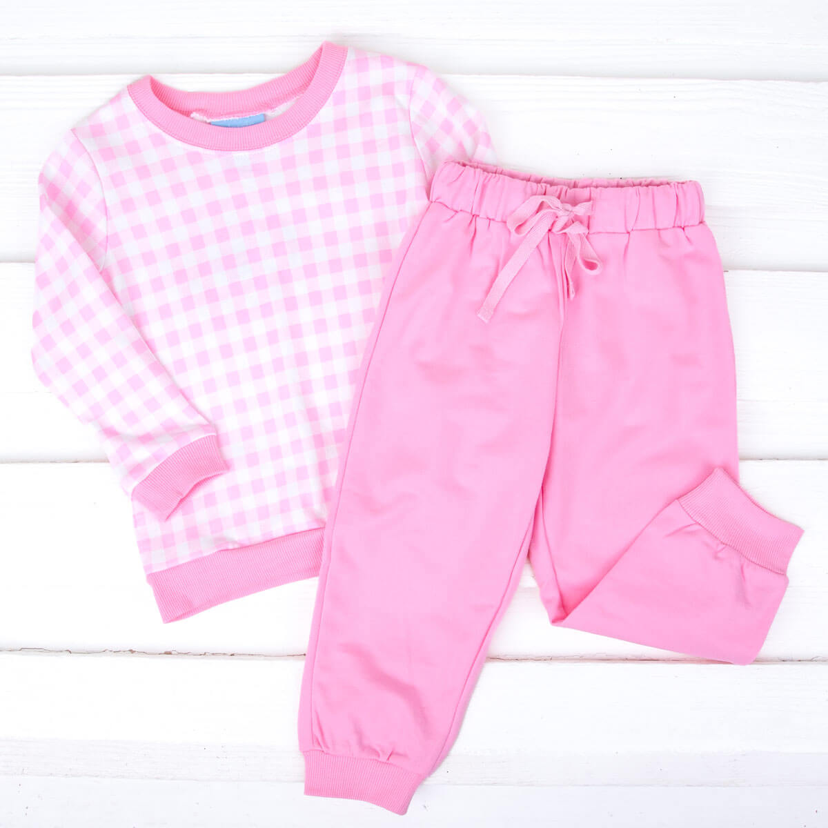 Pink Gingham Jogger Set