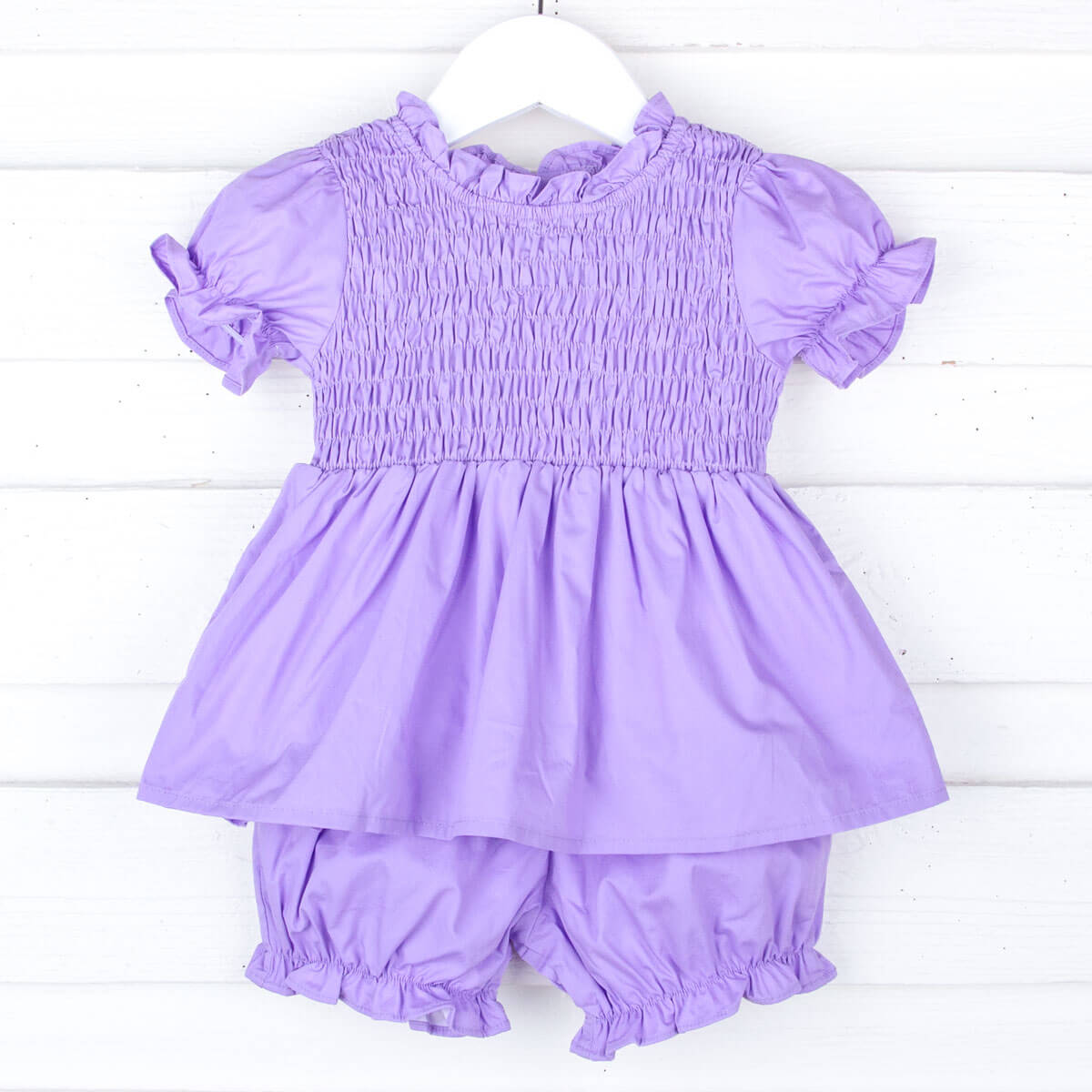 Purple Smocked Ariella Bloomer Set