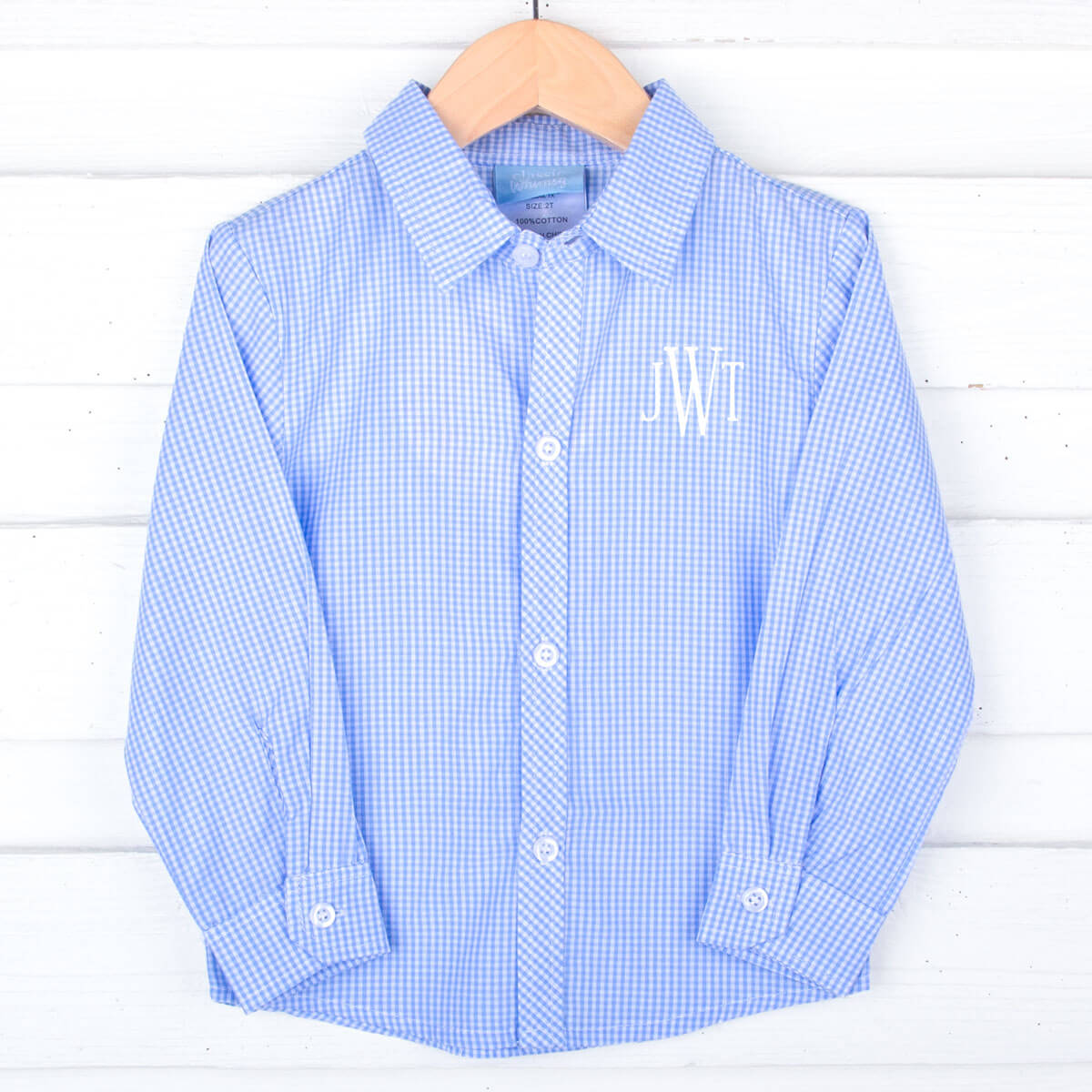 Gingham Button Down Shirt Light Blue