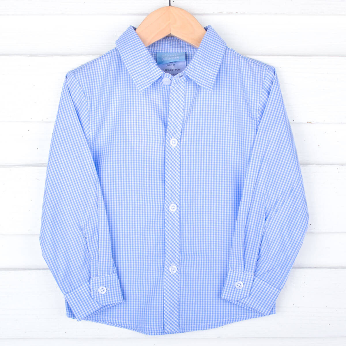 Gingham Button Down Shirt Light Blue