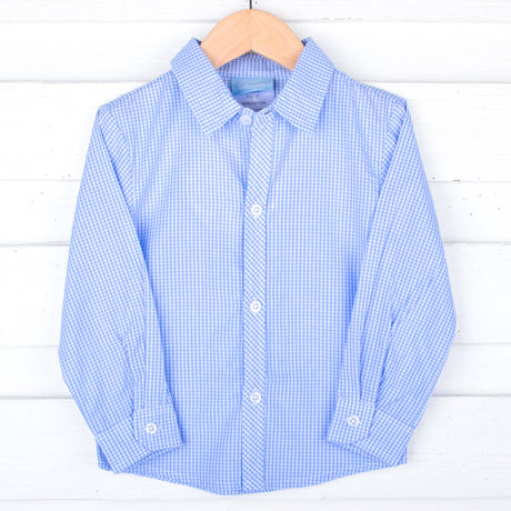 Gingham Button Down Shirt Light Blue