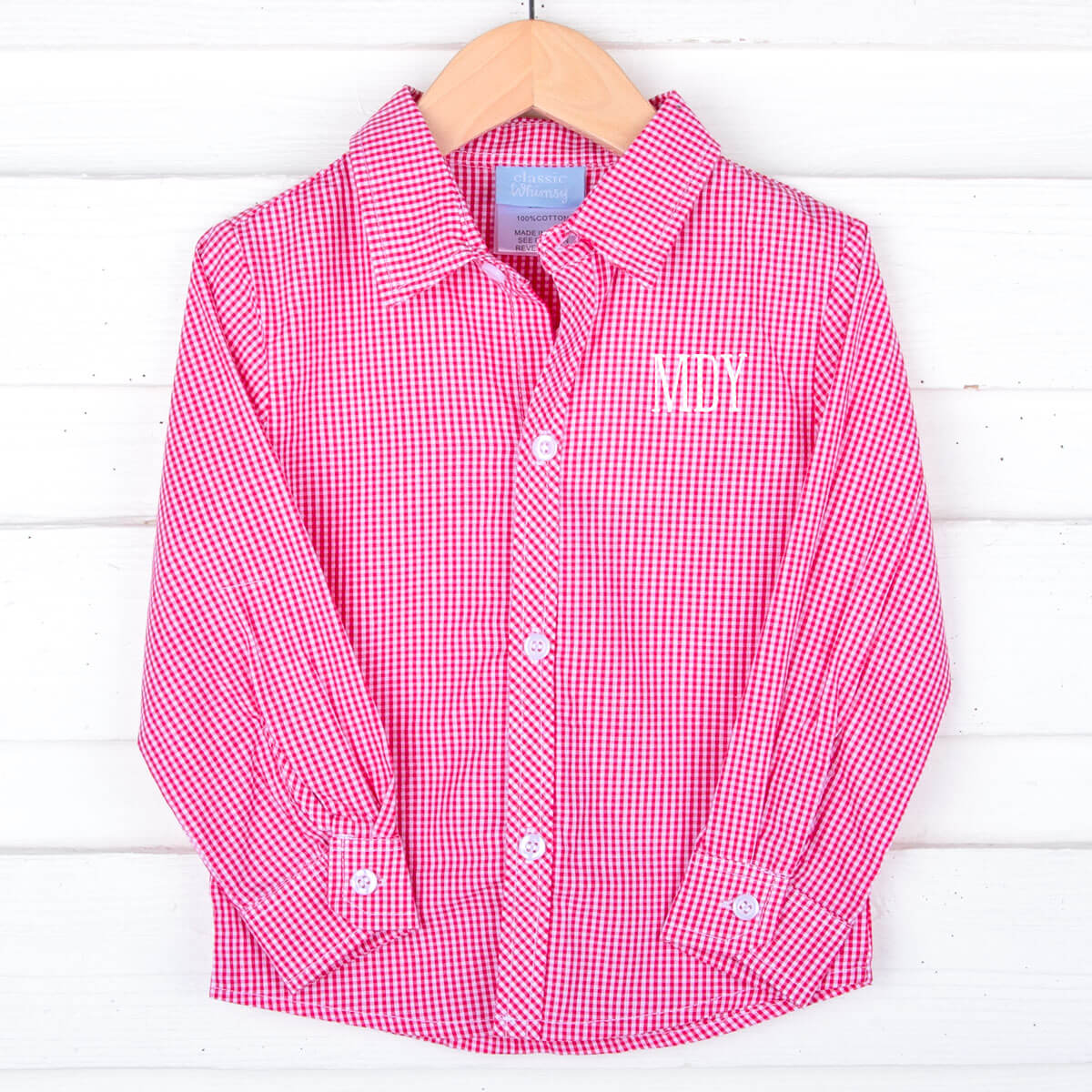 Gingham Button Down Shirt Red