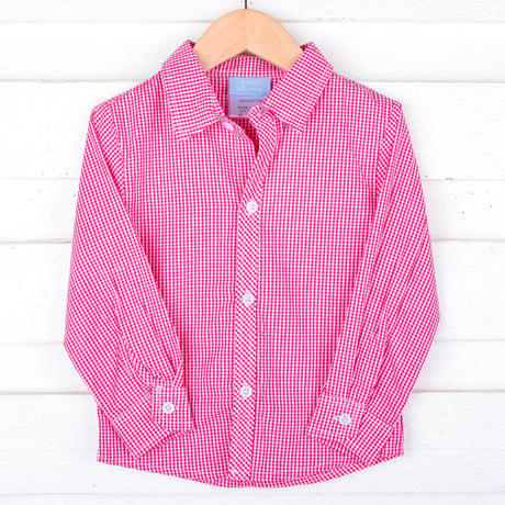 Gingham Button Down Shirt Red