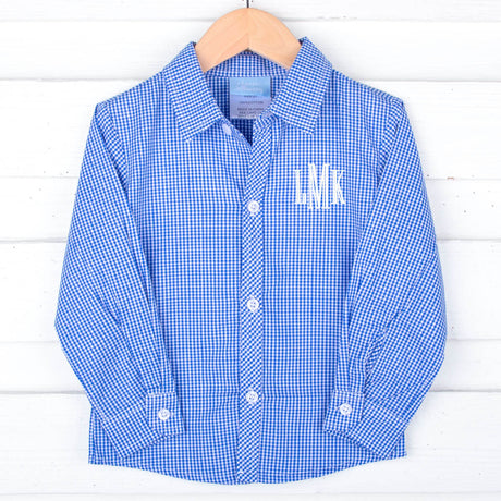 Gingham Button Down Shirt Royal Blue
