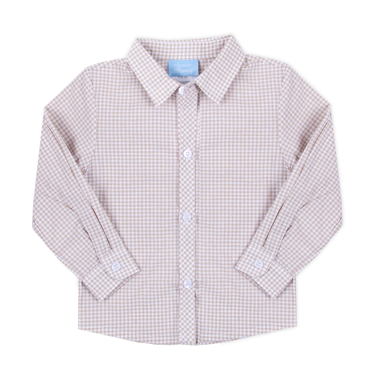 Gingham Button Down Shirt Tan