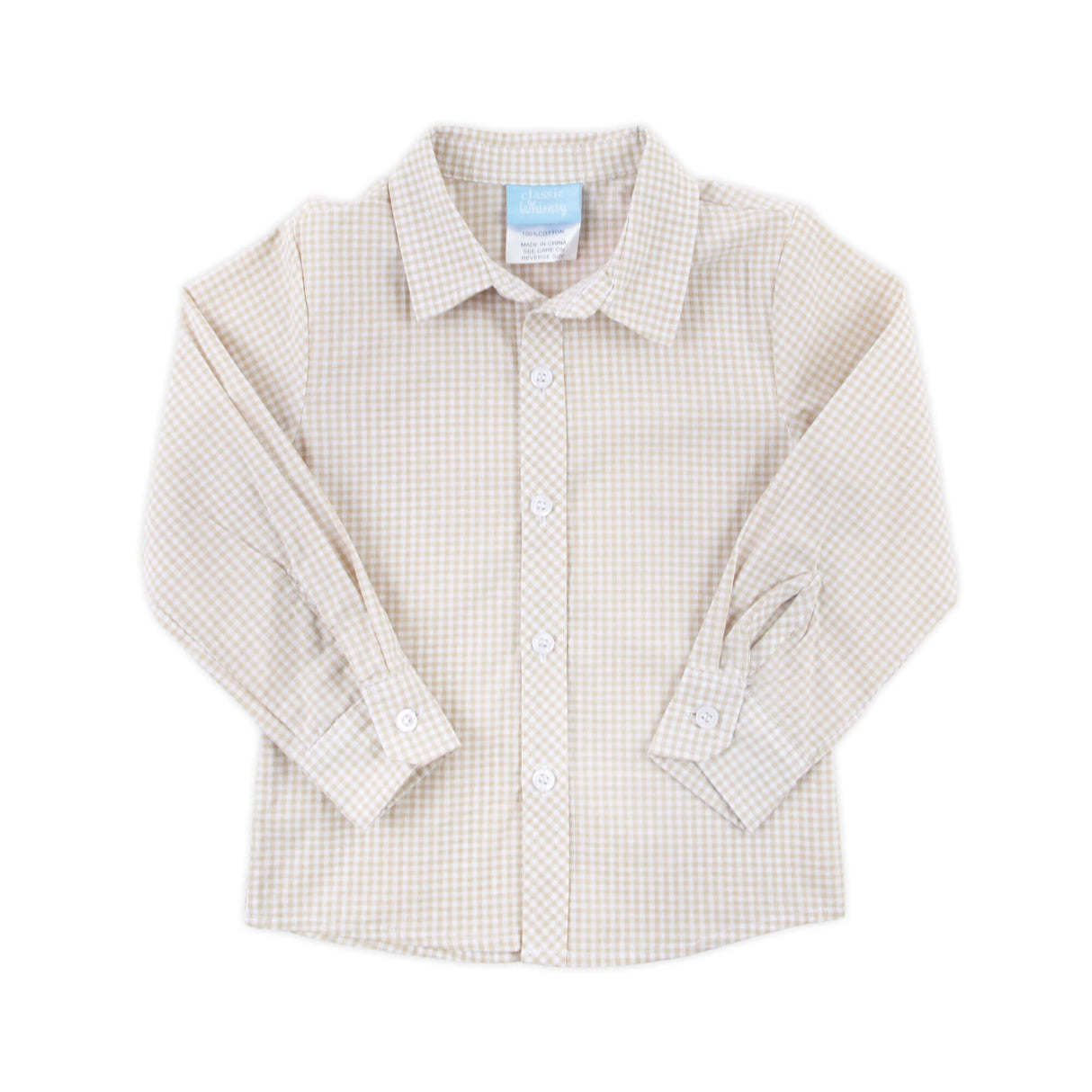 Gingham Button Down Shirt Tan