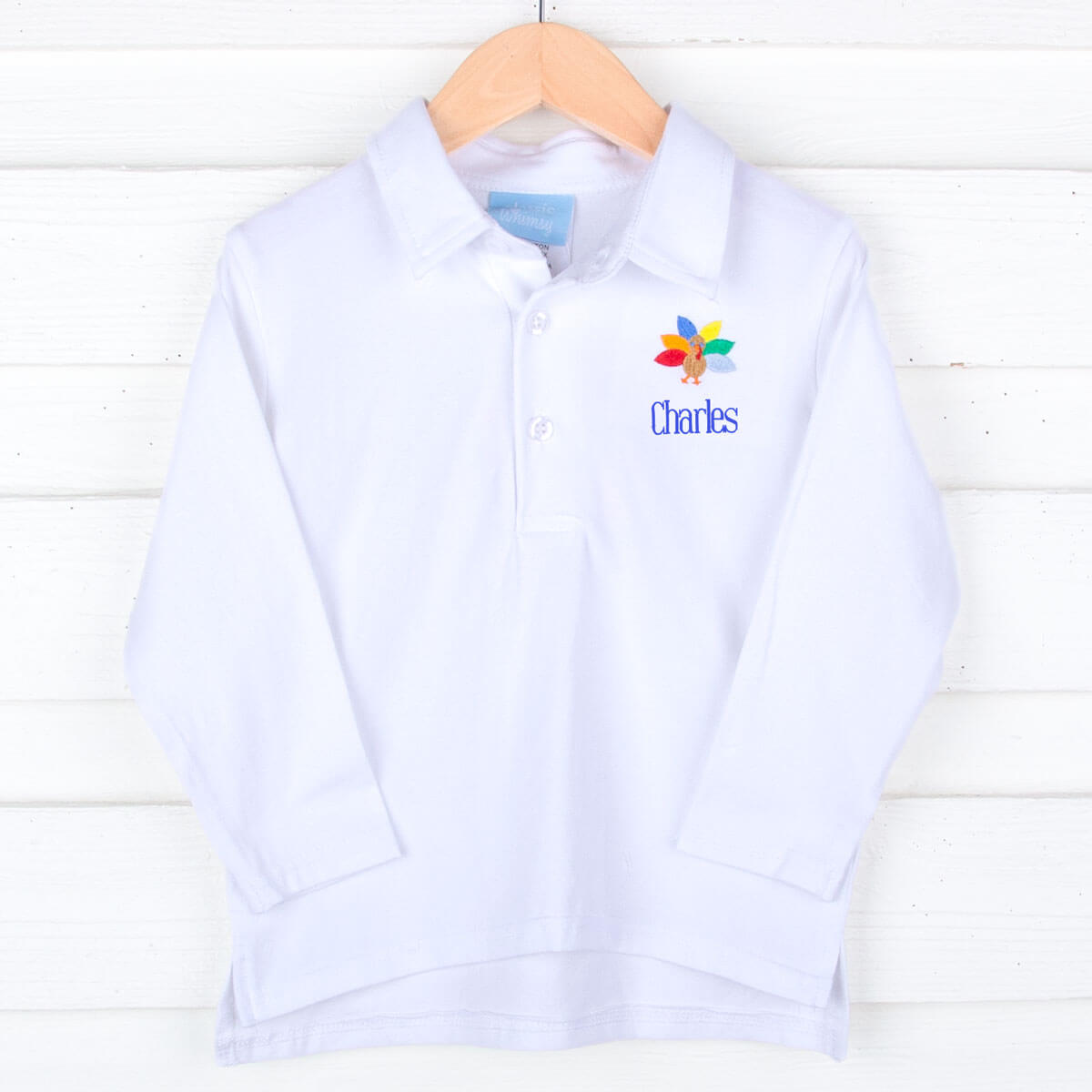Turkey Embroidered White Long Sleeve Polo