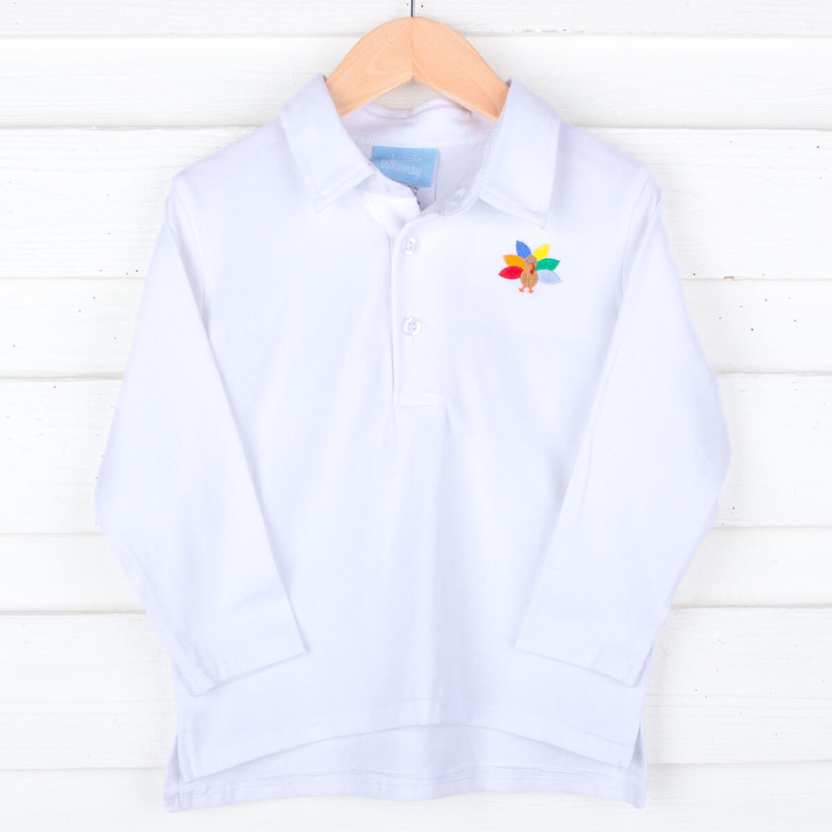 Turkey Embroidered White Long Sleeve Polo