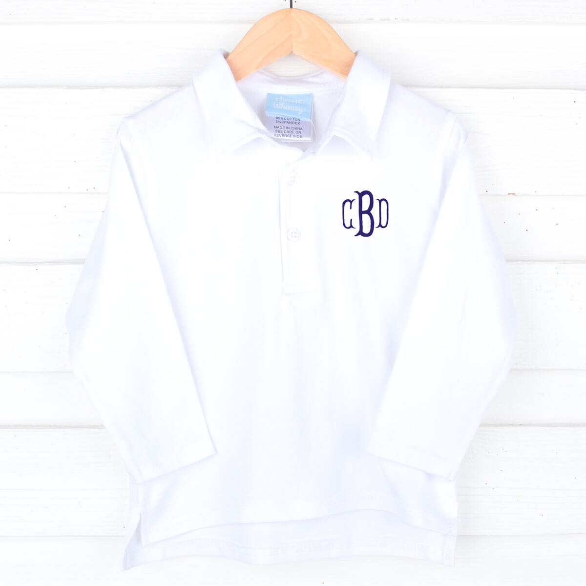 Solid Long Sleeve Polo Shirt White