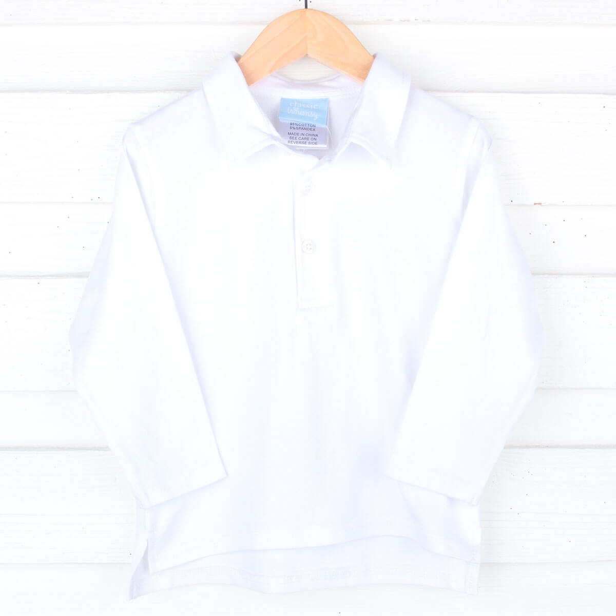 Solid Long Sleeve Polo Shirt White