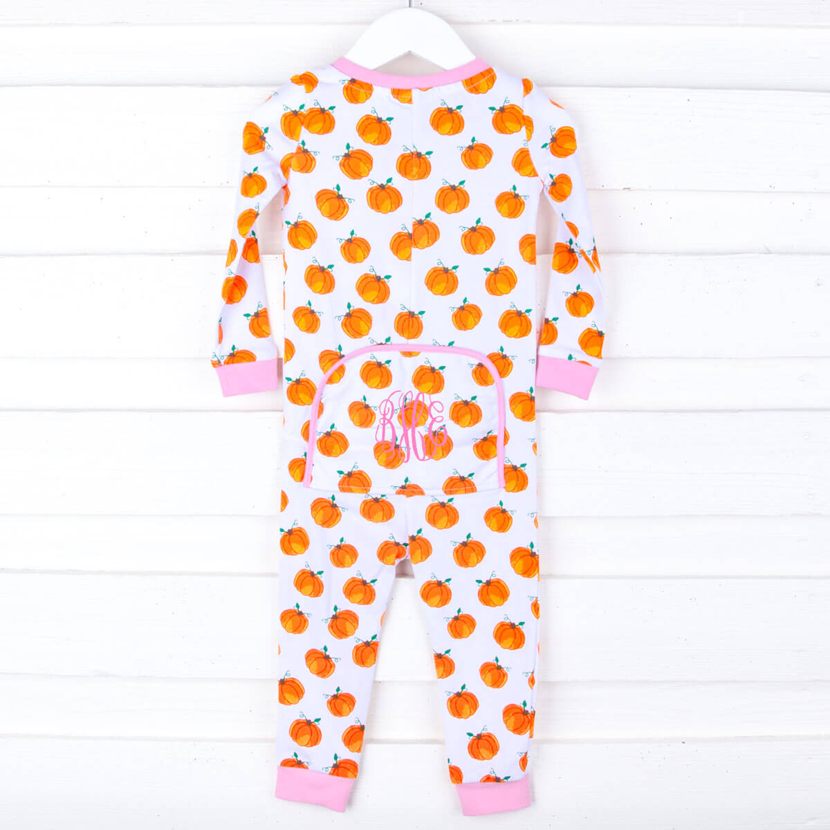Bountiful Pumpkin Zip Sleeper Pink Trim