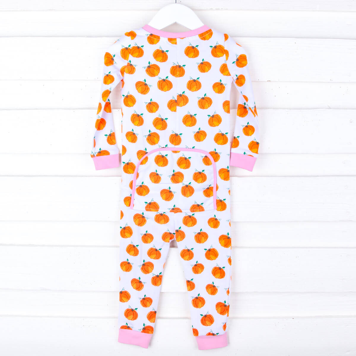 Bountiful Pumpkin Zip Sleeper Pink Trim