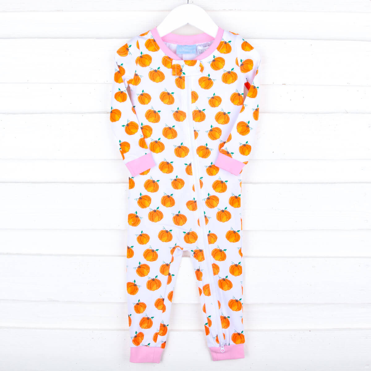Bountiful Pumpkin Zip Sleeper Pink Trim