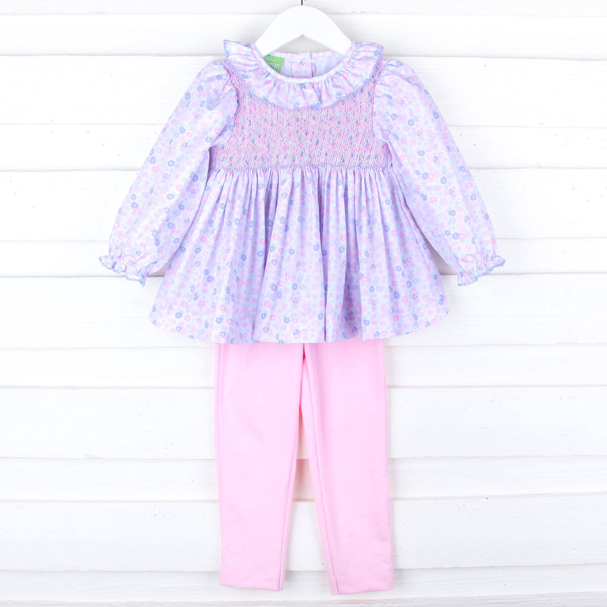Pink Floral Geo Smocked Legging Set