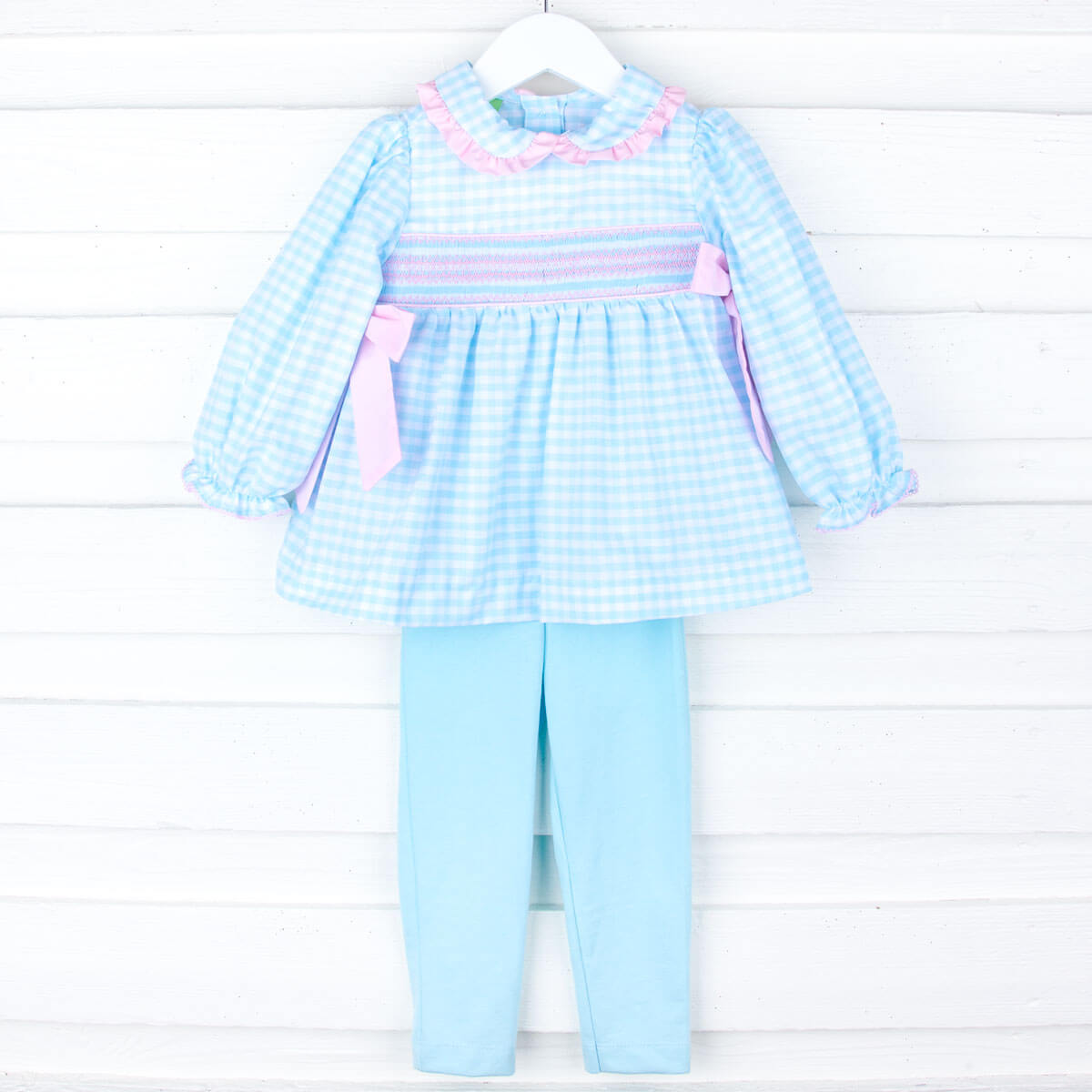 Mint Gingham Geo Smocked Legging Set
