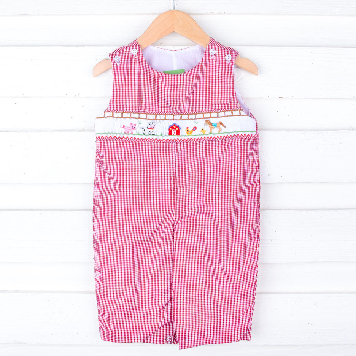 Farm Smocked Red Gingham Longall