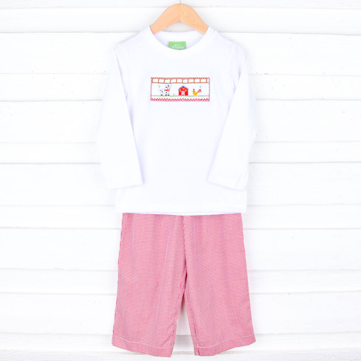 Farm Smocked Red Gingham Pant Set