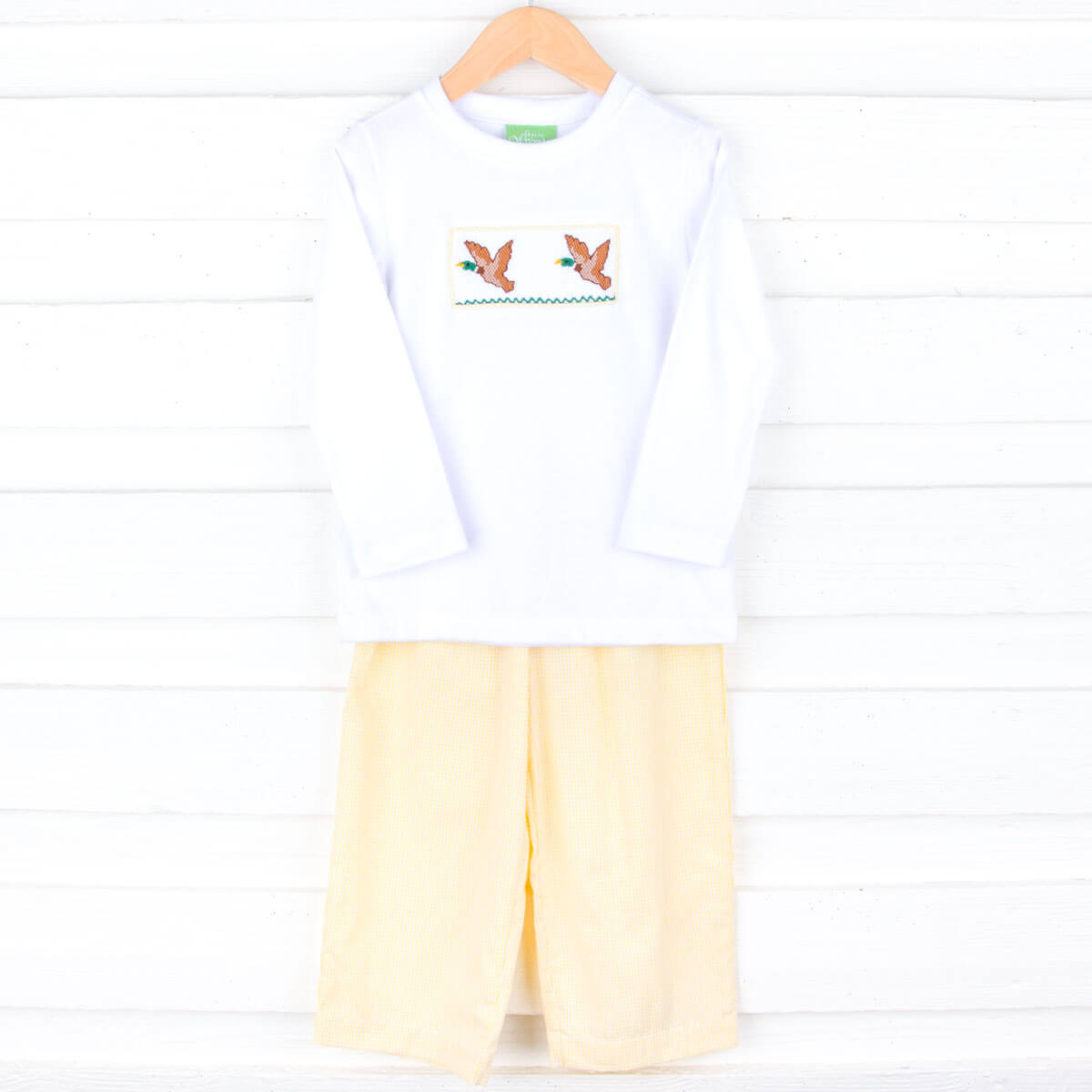 Mallard Smocked Yellow Gingham Pant Set