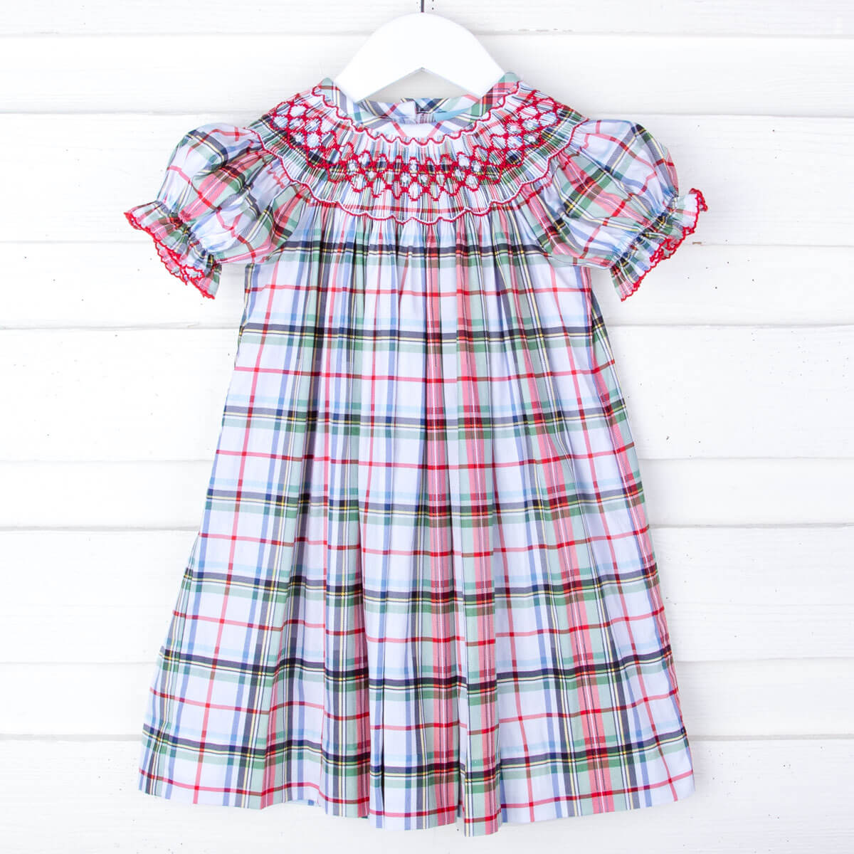 Douglas Plaid Smocked Bishop Dress