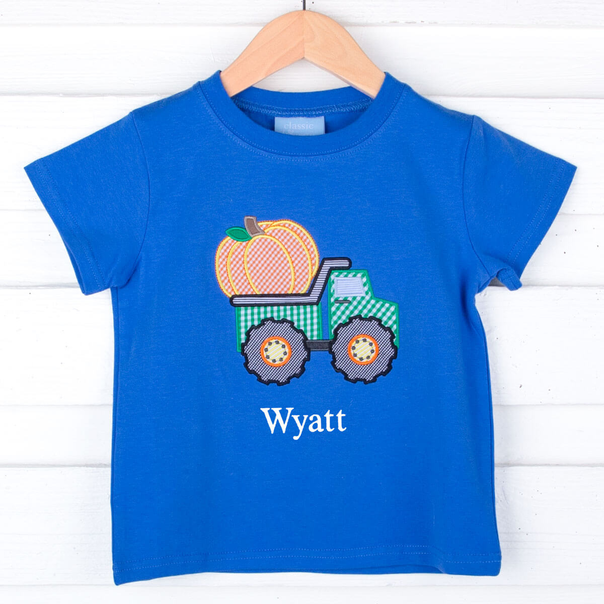 Pumpkin Truck Royal Blue Short Sleeve Shirt