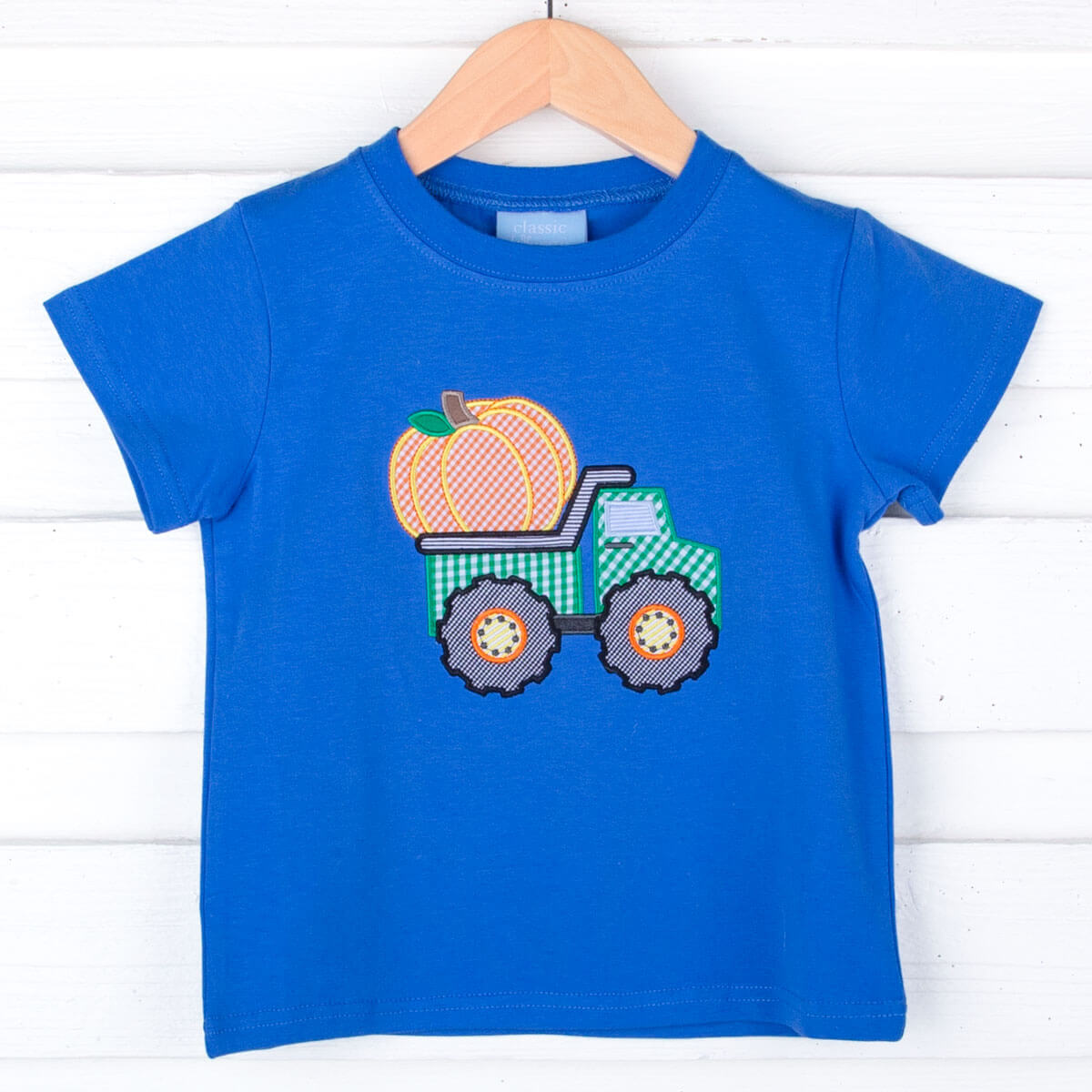 Pumpkin Truck Royal Blue Short Sleeve Shirt