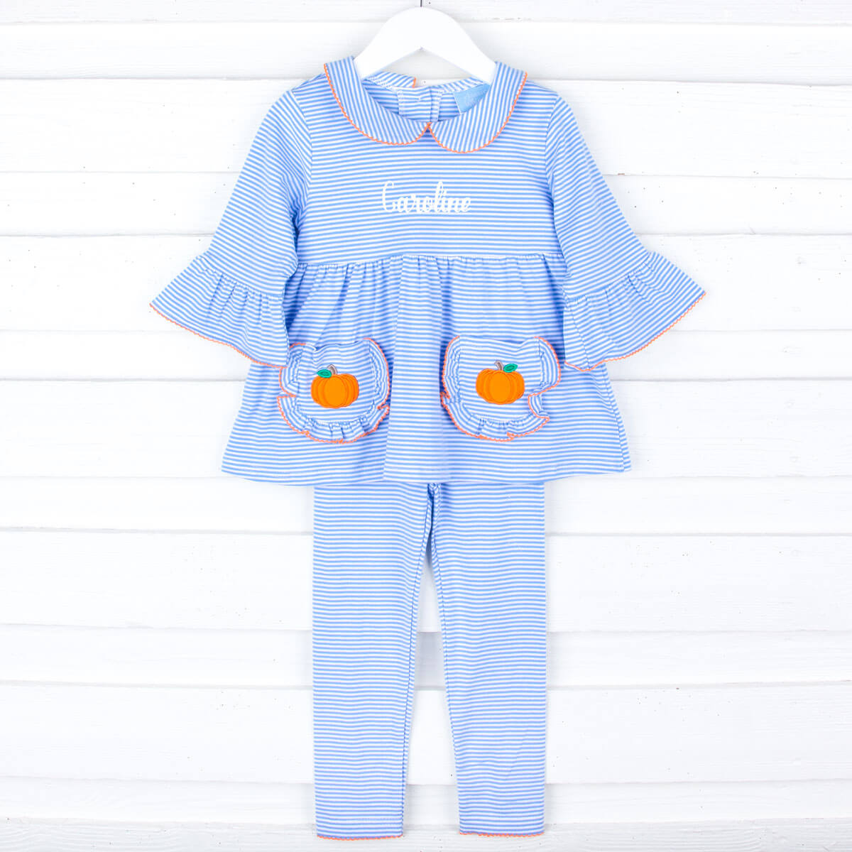 Pumpkin Blue Stripe Caroline Legging Set