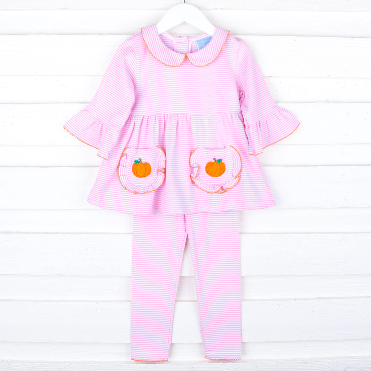 Light Pink Stripe Pumpkin Caroline Legging Set