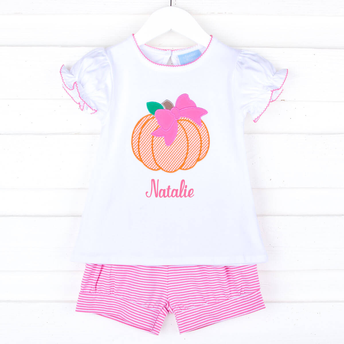 Pumpkin Hot Pink Stripe Short Set