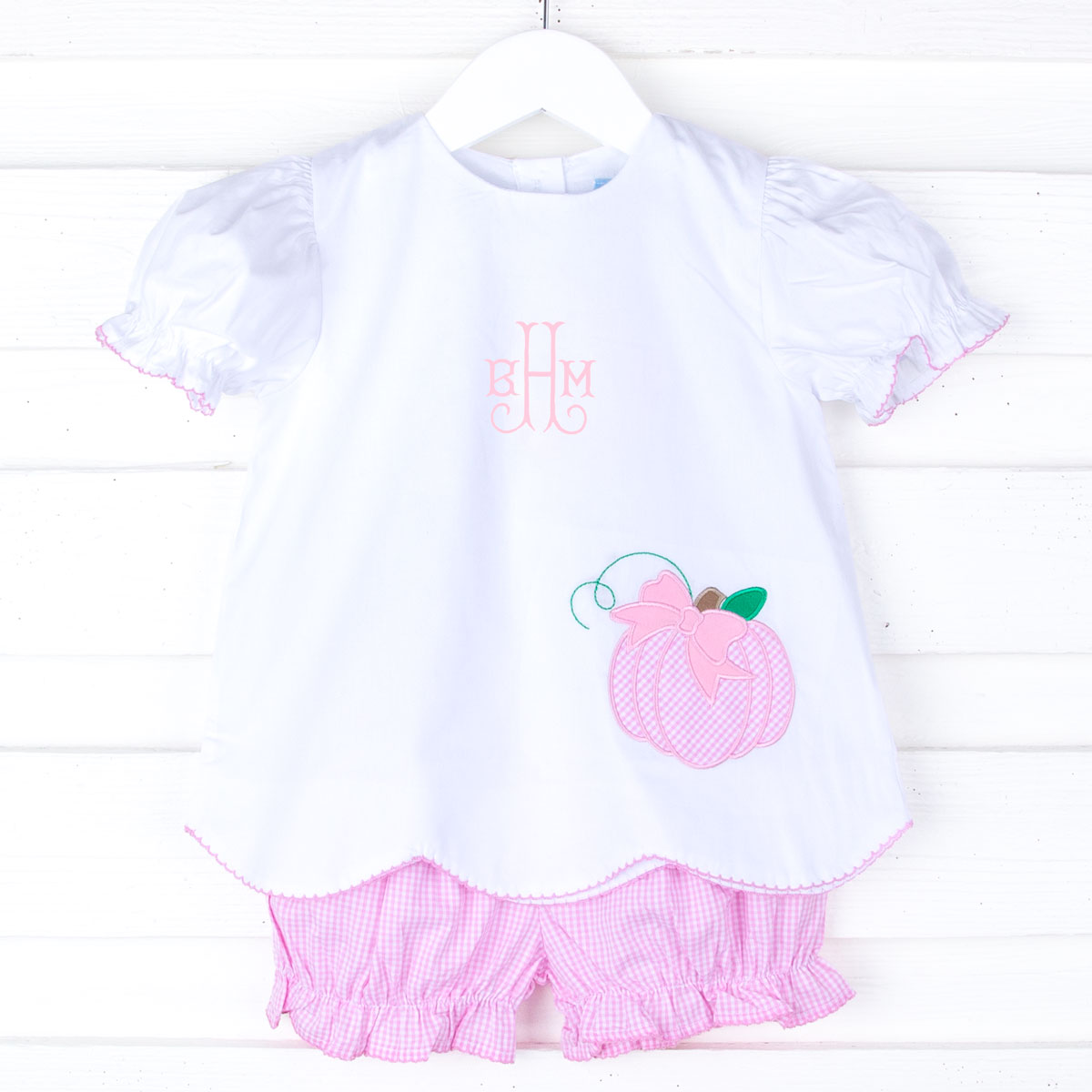 Pumpkin Pink Gingham Bloomer Set