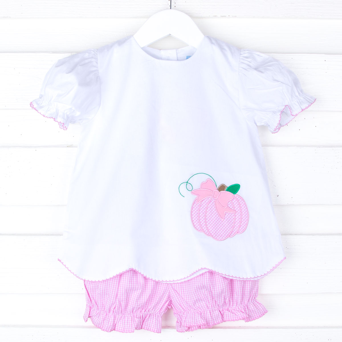 Pumpkin Pink Gingham Bloomer Set