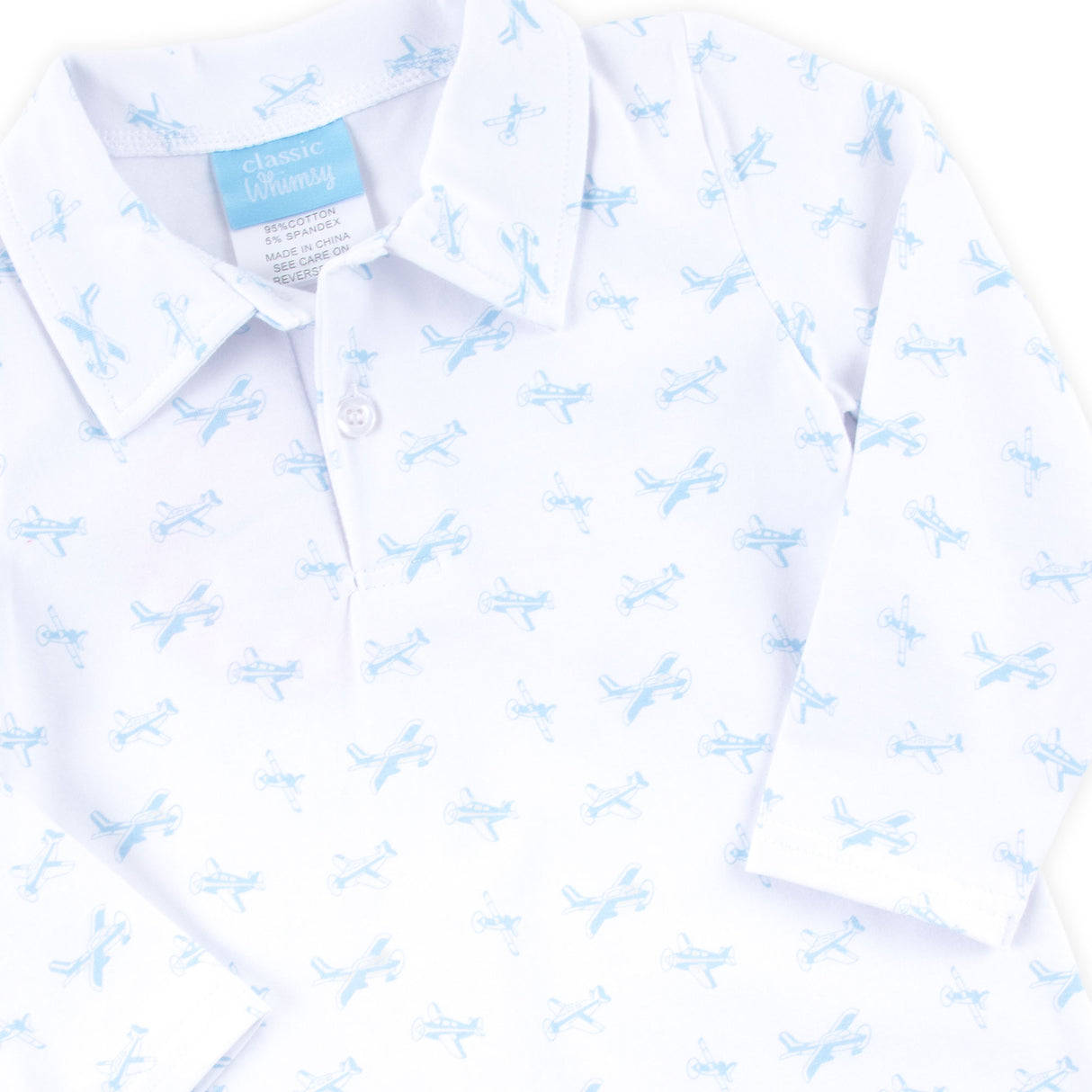 Airplane Print Polo Romper