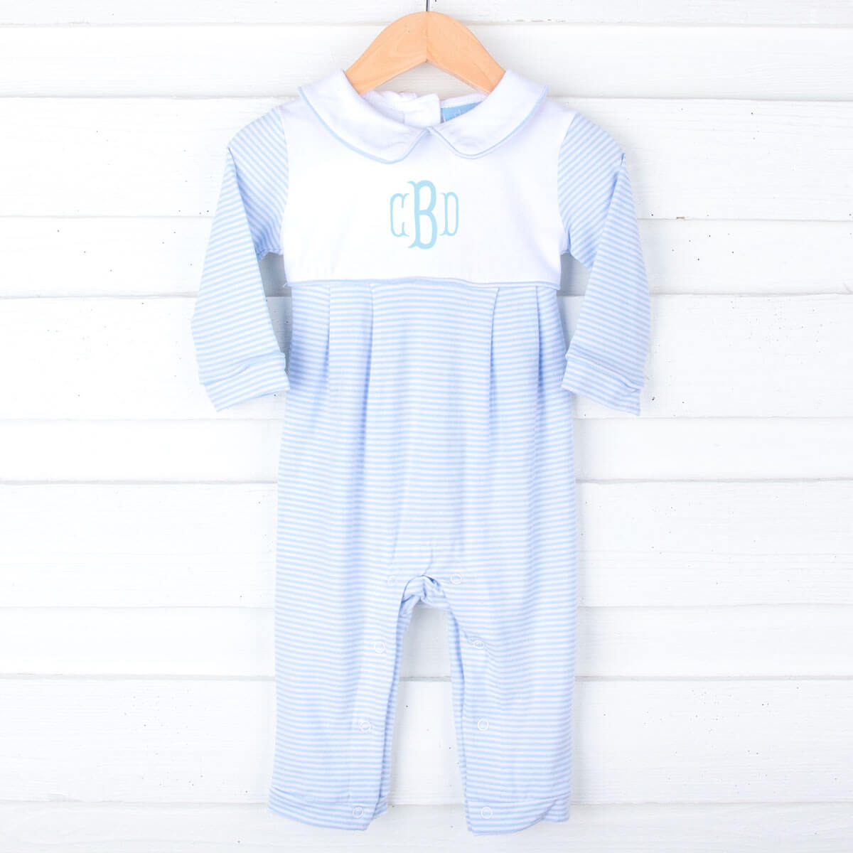 Light Blue and White Stripe Romper
