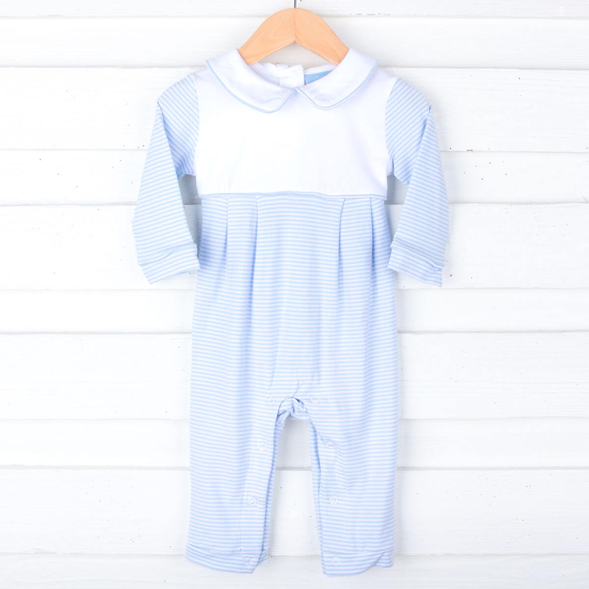 Light Blue and White Stripe Romper