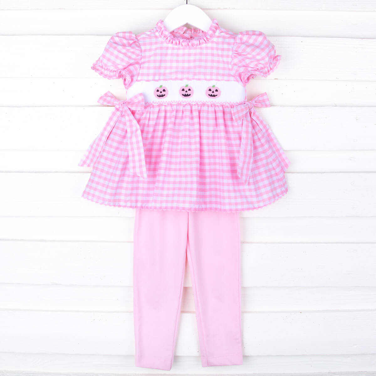 Jack O'Lantern Smocked Pink Legging Set