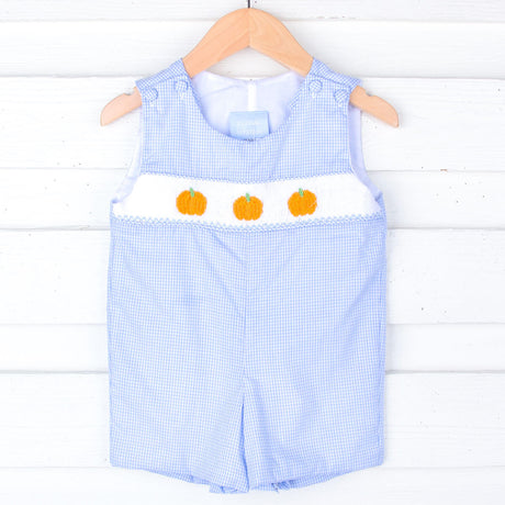 Harvest Pumpkin Smocked Light Blue Jon Jon