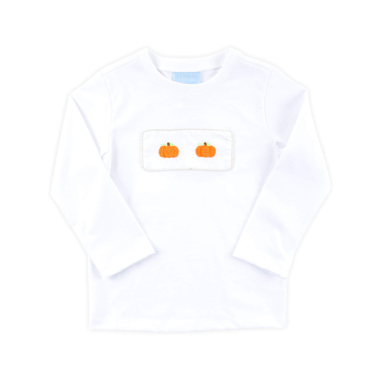 Pumpkin French Knot White Long Sleeve Shirt