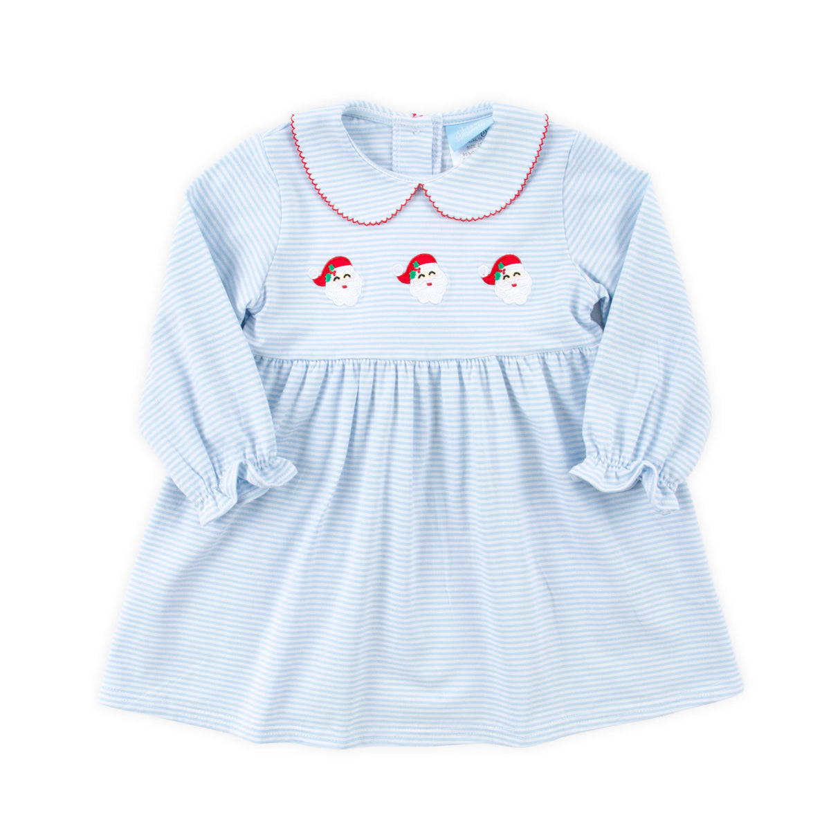 Happy Santa Light Blue Stripe Riley Dress