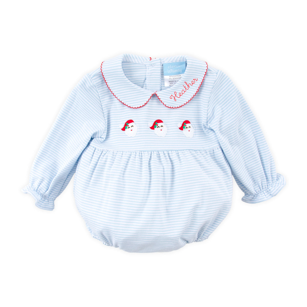 Happy Santa Light Blue Stripe Riley Bubble