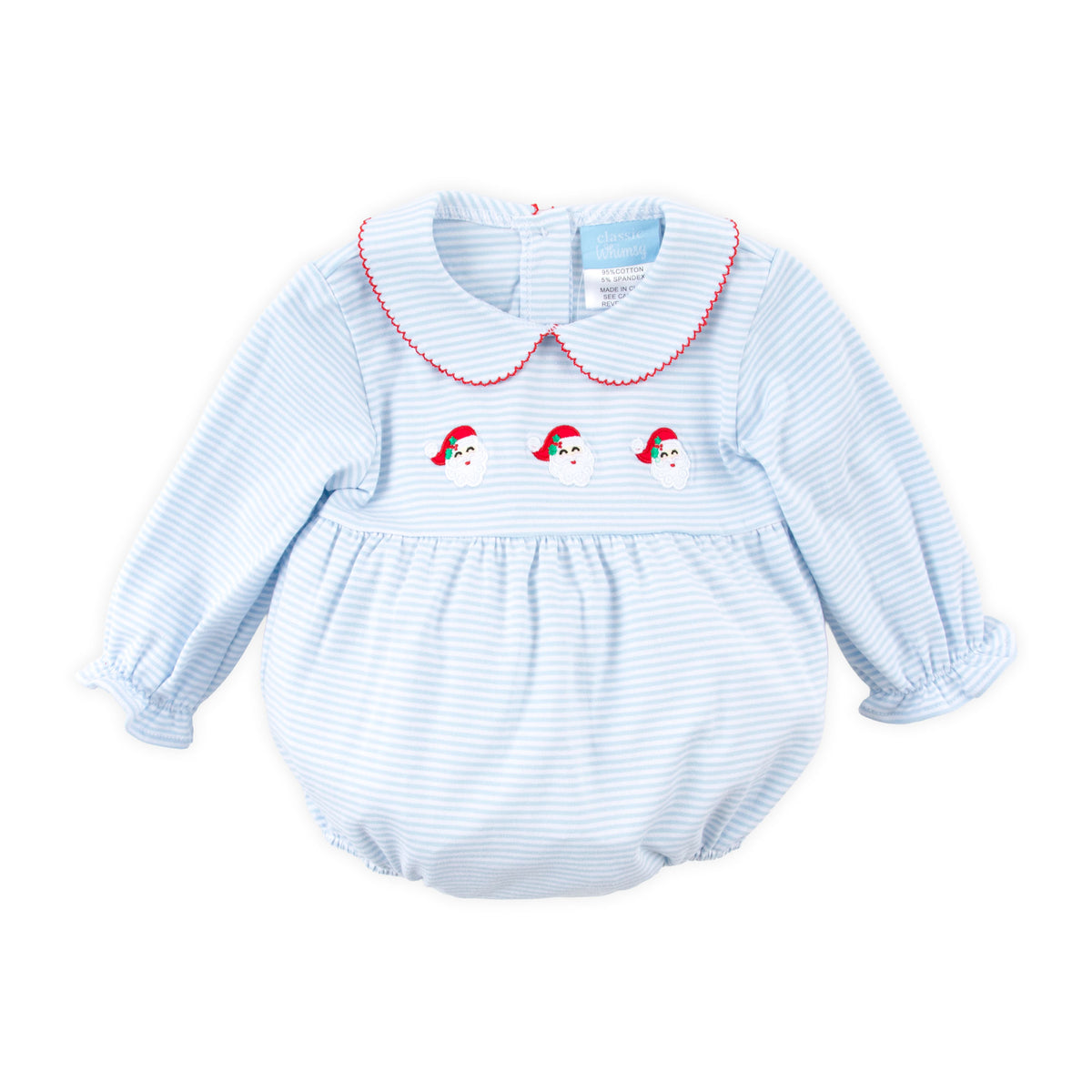 Happy Santa Light Blue Stripe Riley Bubble