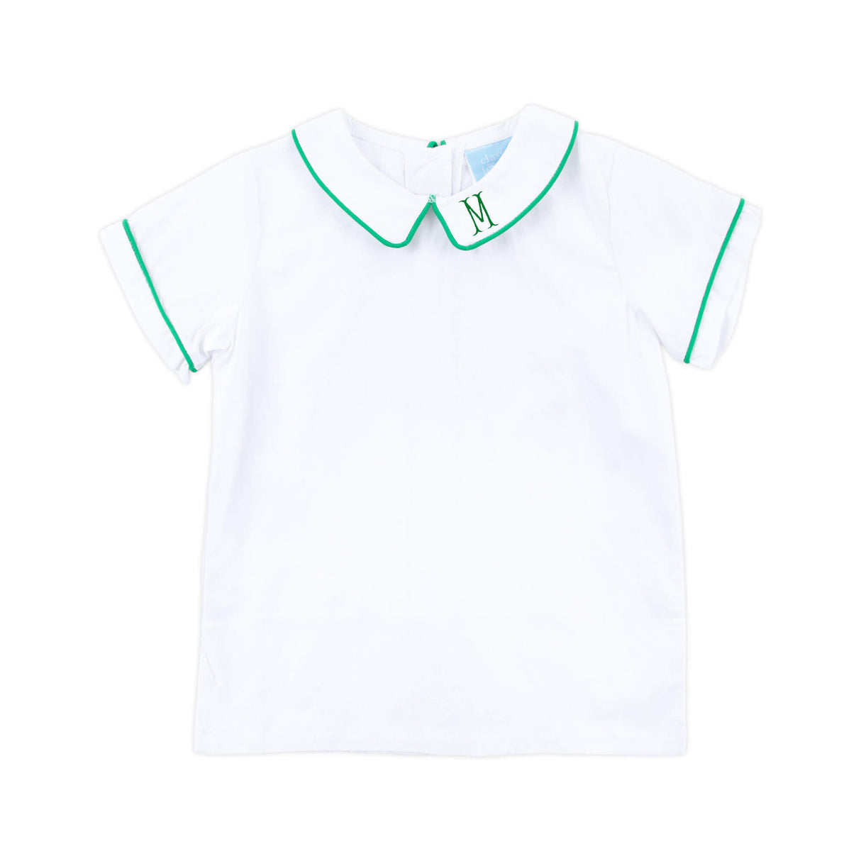 White Short Sleeve Undershirt With Green Trim