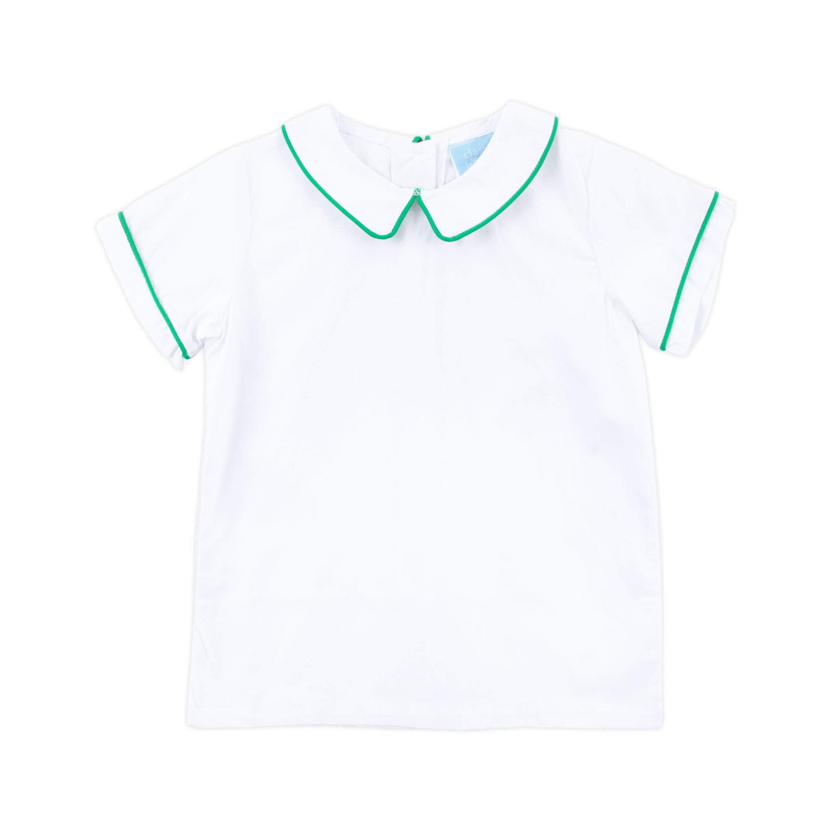White Short Sleeve Undershirt With Green Trim