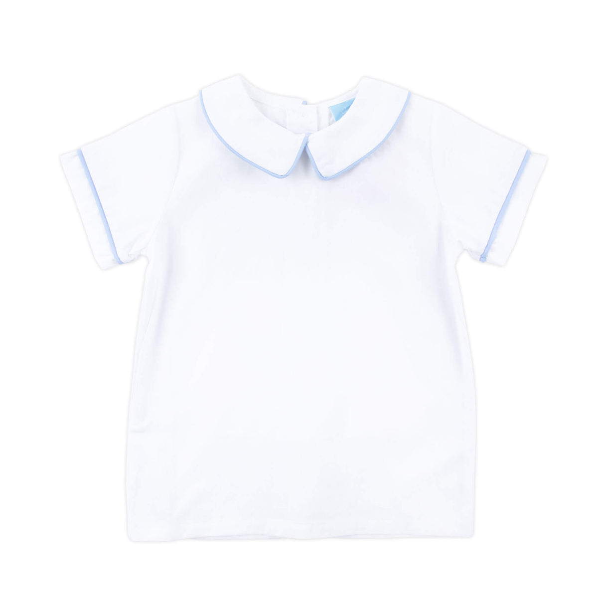 White Short Sleeve Undershirt With Light Blue Trim